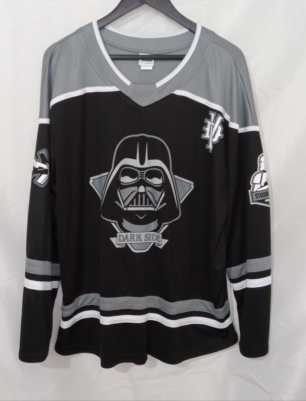 Star Wars Darth Vader Dark Side Black Gray Graphic Hockey Jersey Size XL